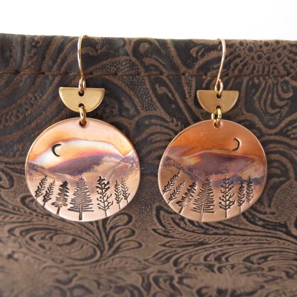 Amanda Leilani Designs Jewelry - Forest Landscape Bronze Earrings
